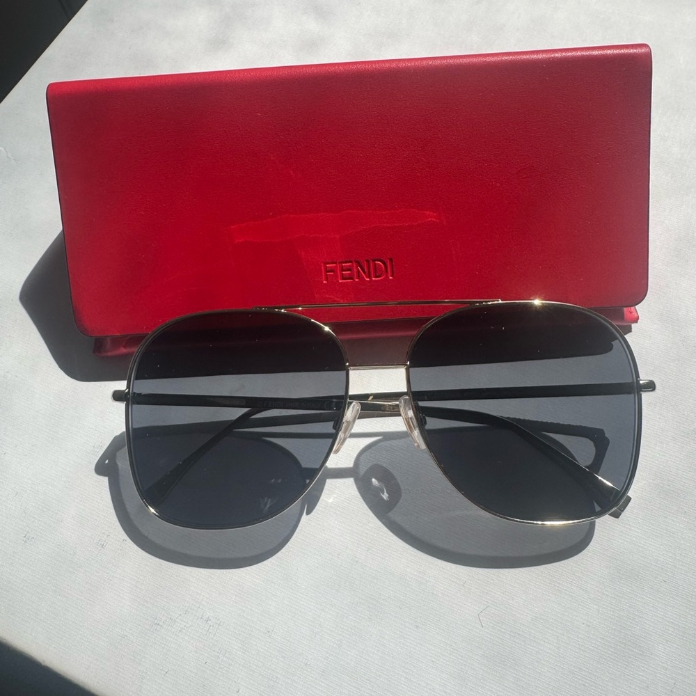 Fendi Roma Metallic Aviator Sunglasses with Red Case